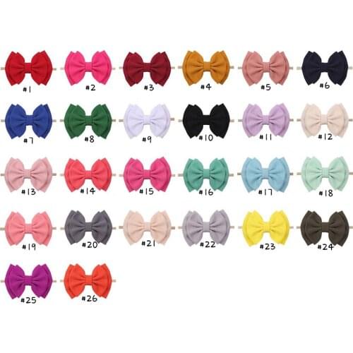 30Pcs/Lot, 6'' Waffle Hair Bows Nylon Headband For Girls Kids Soft Elastic Bullet Headbands Hair Band Hair Accessories Wholesale