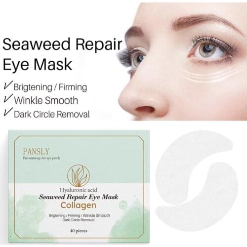 40 Pcs Green Seaweed Collagen Whitening Moisturizing Eye Mask Anti-Wrinkle Removal Dark Circle Eye Patches Eyes Care