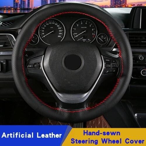 DIY Microfiber Leather Hand Sewing 37/38CM Car Steering Wheel Covers Of Car With Needle And Thread Interior Accessories