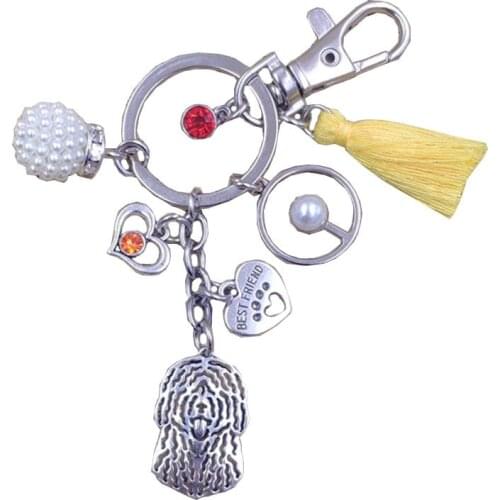 Portuguese Water Dog Animal Hot Charm Keychain Key Ring Pet Tassels Retro Silver Plated Bohemian Women Men Male Jewelry K185
