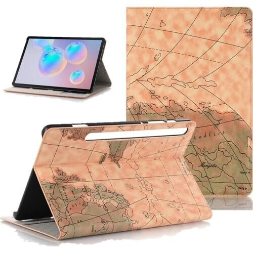 Map Case for Samsung Galaxy Tab S6 10.5'' SM T860 T865 2019 PU Learher Hard Case Stand Card Cover Funda For samsung tab s6 t860