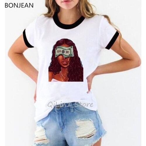 Black girl magic shirt women make money not friends tshirt femme hipster streetwear white ringer tees summer tops clothes