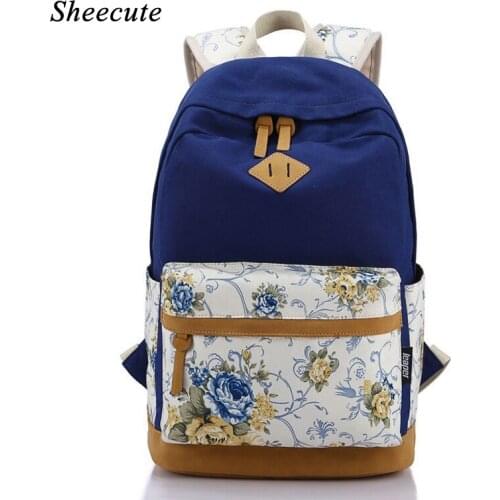 Travel Backpack Canvas Women Backpack High Quality Children School Bags for Girls Flower Printing School Backpack Female Light