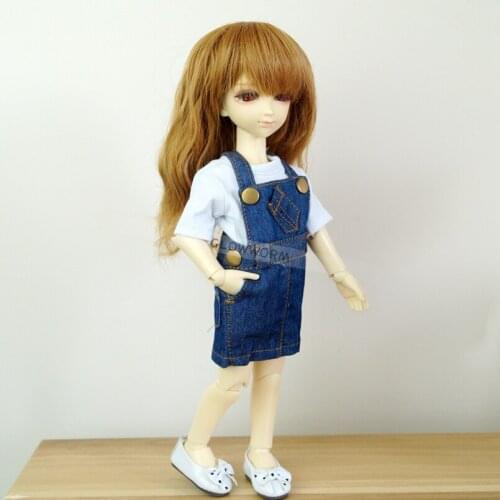 Jeans Suspender Skirt Trousers Outfits Clothing For 1/6 11" 1/4 17" Tall BJD MSD YOSD doll DK DZ AOD DD Doll Wear HEDUOEP
