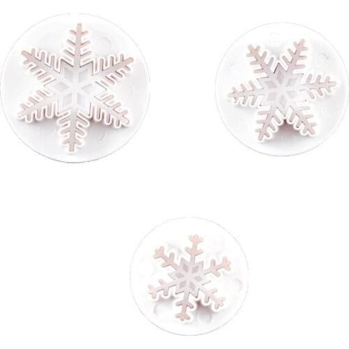 3Pcs/Set Sugarcraft Plunger White Purpose Snow Cupcake Biscuit Mold Christmas Snowflake Plastic Cookie Cutters