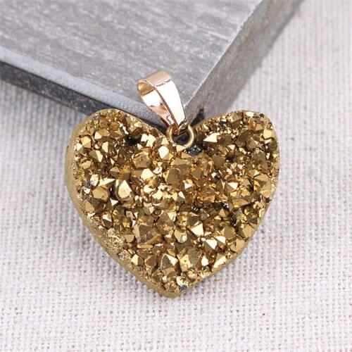 Crystal Pendant Necklace Colorful Heart Drop Pendant Solid Natural Gem Stone Pendants For Diy Jewelry Making