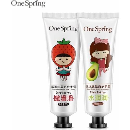 Strawberry Goat Milk Fruit Hand Cream Whitening Firming Skin Moisturizing Exfoliate Moisture Cute Mini Care Hande Cream