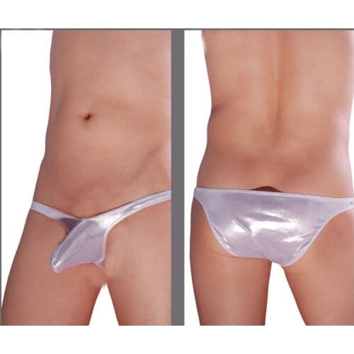 Laser colorful mens underwear sexy patent leather bright mens briefs U convex sexy mens underwear low waist mens underwear