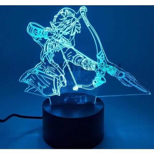 Zelda Breath of the Wild Action Figure 3D Night Lights LED Changing Anime Link Zelda 3D Lighting Toy Figurine