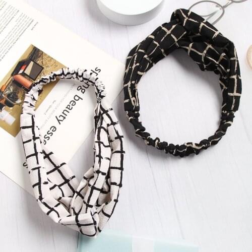 Summer Bohemian Dot Hair Bands Plaid Headbands for Fashion Women Vintage Cross Striped Turban Bandage HairBands Hair Accessories