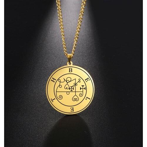 LIKGREAT Great King Beleth Necklace Men Lesser Key of Solomon Occult Pagan Jewelry Seven-two Demons 3 Colors Religion Jewelry