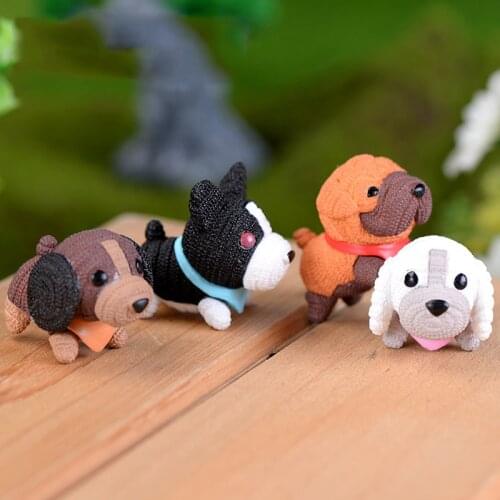 6PCS Woolen Dog Miniature Figurine Cartoon Animal Figures Anime Models Home Wedding Garden Decoration DIY Accessories Girl Toy