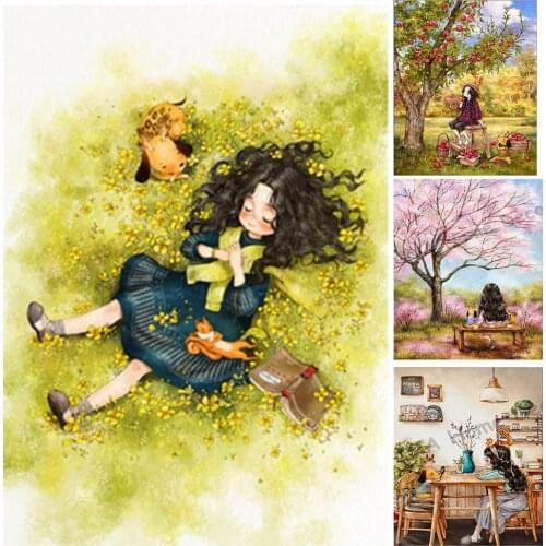 Cartoon Girls drill Mosaic 5D Diy Embroidery Diamond Painting Rhinestone 3D Cross Stitch Kits room decoration crafts for kids