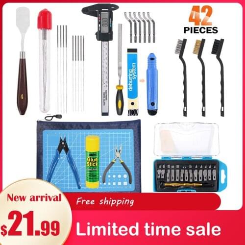 42/34 Pieces 3D Print Tool Kit Includes Debur Tool Cleaning Removal Tool with Storage Bag 3D Printer Tool Set for Cleaning