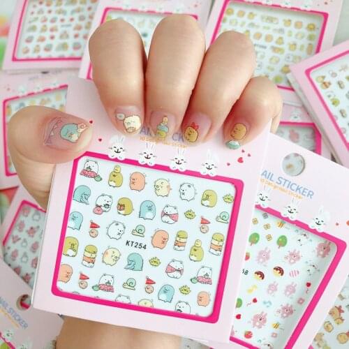 5pcs Cute Cartoon Nail Art Stickers Self-adhesive DIY Strip Tape Line Decal Decorations Manicure Design Accessories