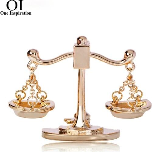 OI Trendy Balance Brooch Gold Color Jewelry For Womens Clothing Backpack Scarf Suit Pins Constellation Badge