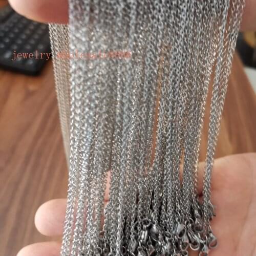Wholesale 100pcs/bag stainless steel strong jonit oval link chain necklace 1.5mm/2mm 18