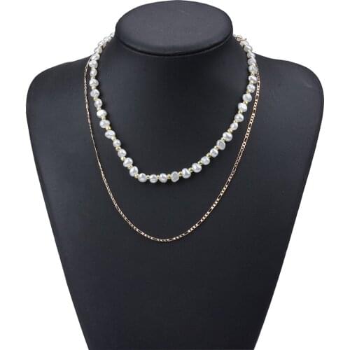 New Fashion Wihte Pearls Choker Necklace Women Exquisite Chain Metal Collar Necklaces Jewelry Elegant Party Evening Brincos