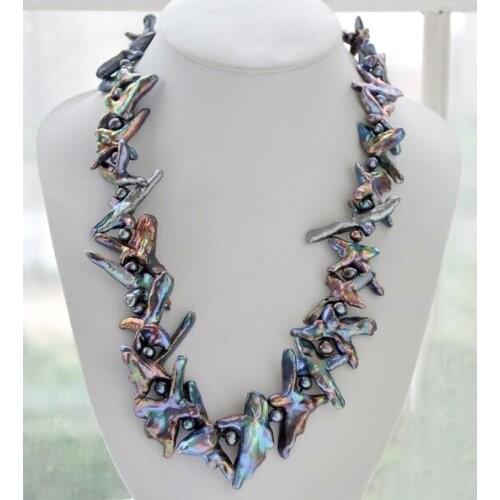 2017 Hot sale Wholesales 120cm long 7mm peacock blue red black cultured pearl necklace