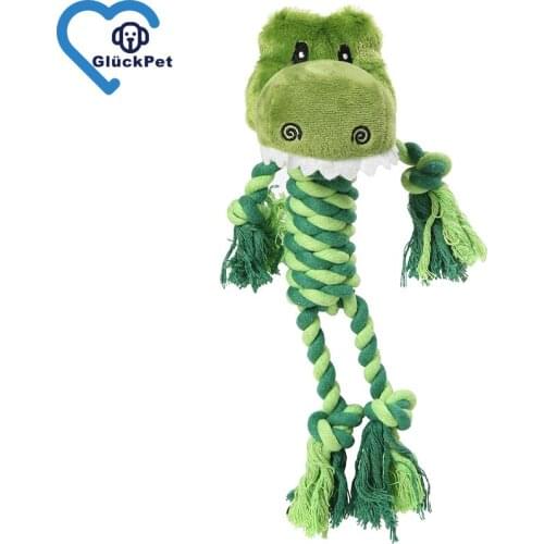 Plush Pet Dog Chew Rope Toy, Crocodile Shape Puppy Squeak Rope Toys, Interactive Pet Teeth Cleaning Training Toys for All dogs