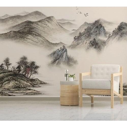 Custom Photo Wallpaper Chinese Style Artistic Abstract Ink Landscape Mural Living Room Study Home Decor Papel De Parede 3D Sala