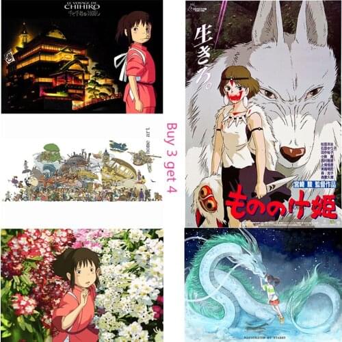 Miyazaki Spirited Away Japanese anime Posters Wall Stickers Decoration Good Quality Prints White Coated Paper
