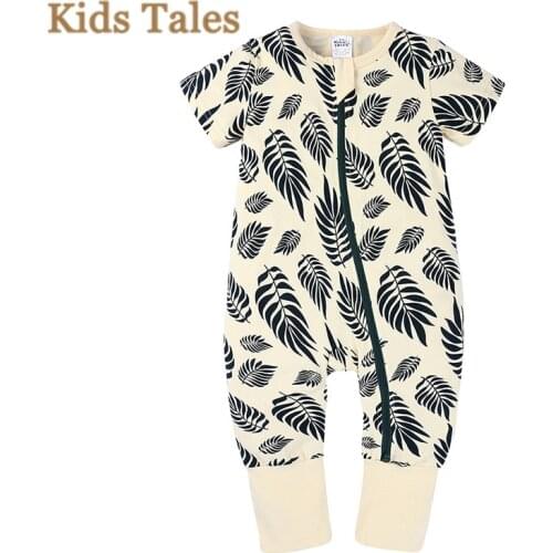 PQ152 Toddler short Sleeve Newborn Baby Boys Girls Clothes leaf printing cotton Body Rompers Jumpsuit Outfits Summer Pajamas