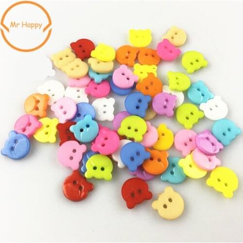 100PCs 12mm bear Shape Mixed Colors Resin Buttons for Sewing or Scrapbooking Garment Accessories