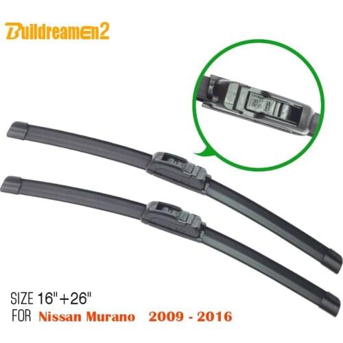 Buildreamen2 Car Soft Rubber Bracketless Wiper For Nissan Murano 2009-2016 Auto Windscreen Windshield Wiper Blade