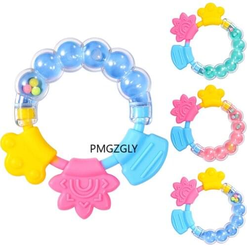 Silicone Teethers Infant Training Bed Toy New Baby Molar Solid Tooth Soft Silica Gel Rattle Teether Toy Newborn Chews Food Grade