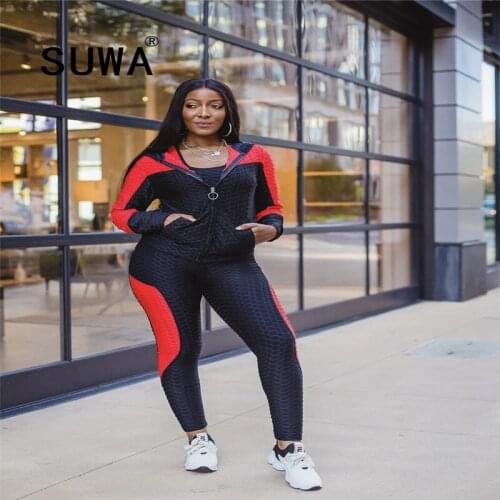 Joggers Tracksuit Women 2 Piece Set Zipper Long Sleeve Coats Jacket High Waist Pants Sportswear Streetwear Wholesale