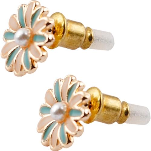 Wedding jewelry women earrings jewelry pearl flower elements KC gold enamel flower earrings free shipping