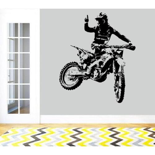 Motocross Motorbike Vinyl Wall Art Stickers Dirt Bike Window Decal Cool Style Boys Bedroom Men Club Cave Home Decoration M0011