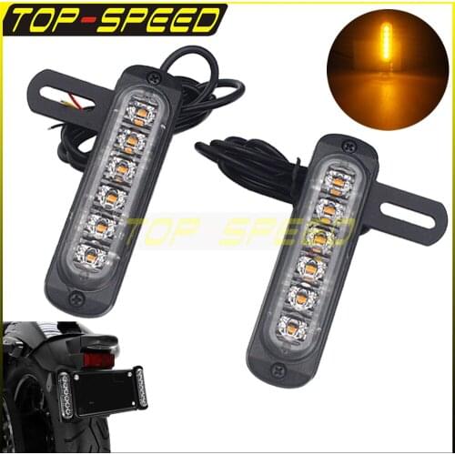 Taillights Amber LED License Plate Auxiliary Light Yellow Flash Brake Light Motorcycle For Harley Motorcycle Dual-function