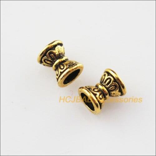 100Pcs Antiqued Gold Color Flower Spacer Beads End Caps 6.5mm