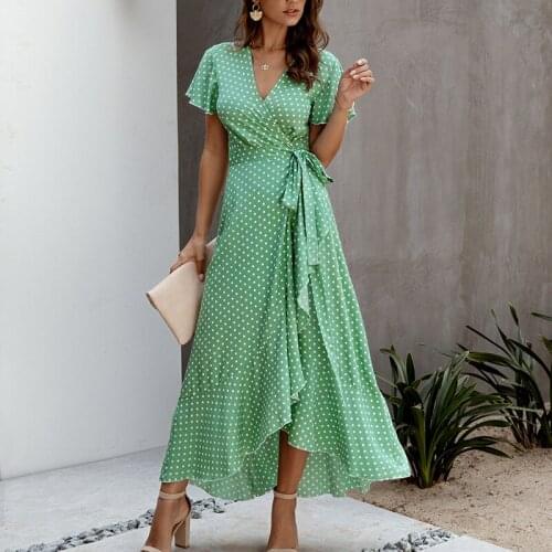 2021 Summer Fashion Short Sleeve Floral Print Women Dress New Ladies Beach Summer Dress Casual Woman Long Maxi Dresses Vestidos