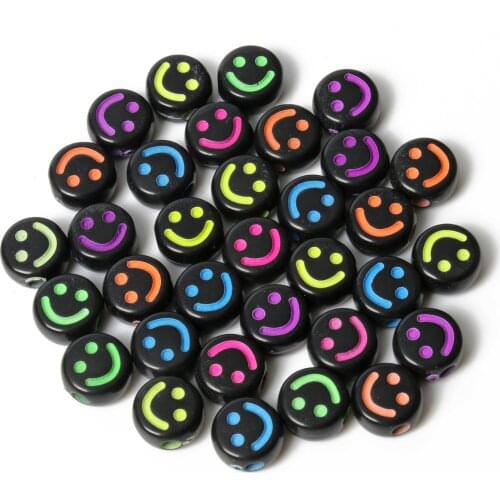 100Pcs Colourful Black Face Letter Acrylic Loose Spacer Beads for Jewelry Making DIY Handmade Bracelet Accessories 9x5mm