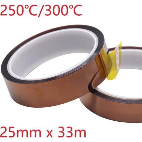 25mm x 33m Polyimide Adhesive Tape BGA PCB 3D Printing Board Protection High Temperature Heat Resistant Electronic Insulation
