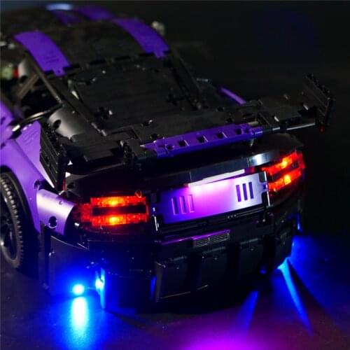With Light C001 3850Pcs 1:8 Purple Famous Super Sports Car MOC-8780 Vantage Building Blocks Toy Children Boy Classic Brick Gift