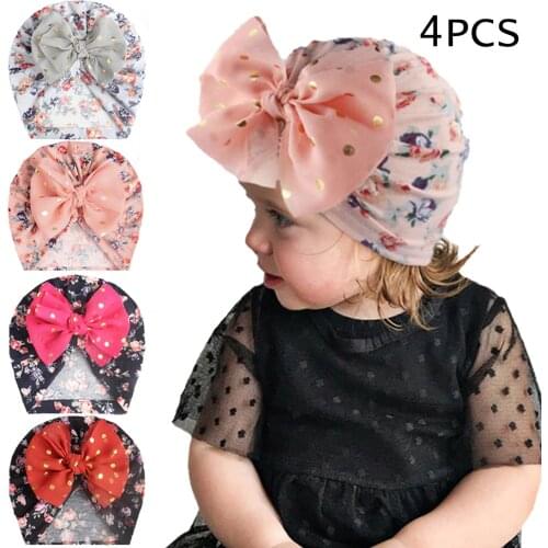 4pcs Newborn Toddler Baby Girls Floral Turban Lovely Solid Color Bow Turban Headband Hair Accessories Kawaii Baby Hair Wear Шарф