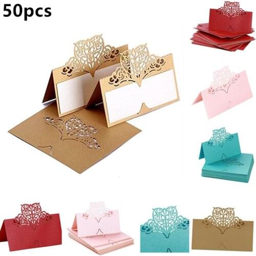 50Pcs European Laser Hollow Out Cute Butterfly Shape Table Name Card Vintage Wedding Party Reception Place Card Party Decoration