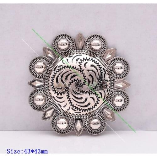 6PC 43MM Heavy Duty Flower Berry Carved Western Horse Saddle Tack Bridle Headstall Concho Leathercraft Belt Decor Screwback