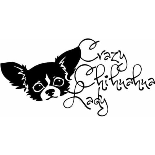 Car Sticker Crazy Chihuahua Ms. PVC Decal Window Bumper Car Sticker Decoration Dog Pet Chiai Dog Pack Black/White, 19cm*10cm