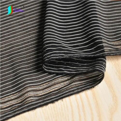 White With Black Narrow Stripe Mesh Net Fabric,Diy Make Skirt,Clothes Material Yarn Stripe Cloth Width 160cm S0726L
