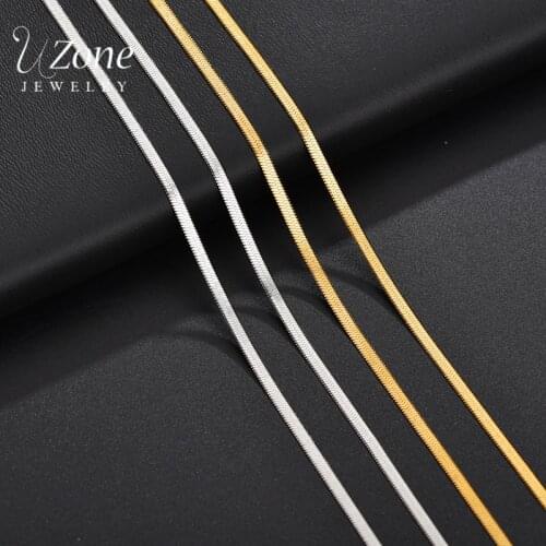 Uzone High quality 2.5/3 mm Clavicle Blade Necklace Gold Stainless Steel 40/45 cm Snake Chain Necklace Chain For Women Men Daily