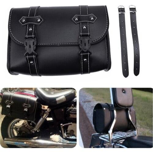 1 pcs Retro Black Motorcycle Saddle Bag Faux Leather Luggage Saddle bag Storage Tool Pouch