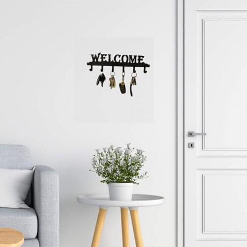 Keys Holder Hooks Organizer Rack Wall Mounted with Screws and Anchors Home Black Wall Metal Decor 6 Hooks for Entryway
