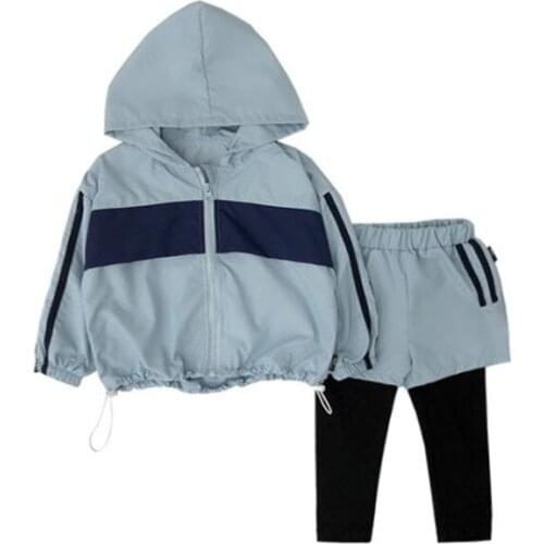 DFXD Kids Fashion 2020 Spring Boy Clothing Set Cotton Baby Clothes Hooded Zipper Jacket+Fake Two Piece Pant Boys Sport Suits New