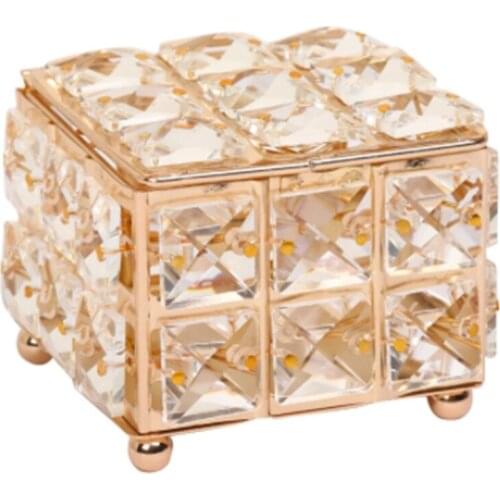 Home Decor Rhinestone Earring Ring Pearls Storage Box Crystal Organize Holder Jewelry Boxes with Cover