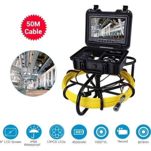 Eyoyo 9600A 23mm Pipeline Endoscope Inspection Camera 9" 50M Underwater Industrial Pipe Sewer Drain 12 LED night vision Camera